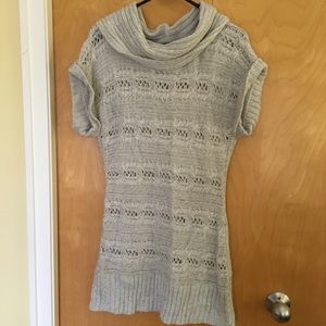 Grey short sleeve sweater dress. Large. Turtleneck